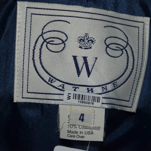 Sz 4 W WATHNE Blue Wool Blend Lined Blazer - Picture 6 of 7